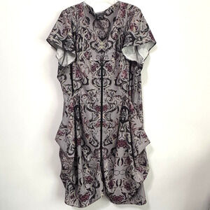 City Chic Drape Zip Front Dress XXL Plus Silver Short Sleeve Party Y2K‎ Trendy